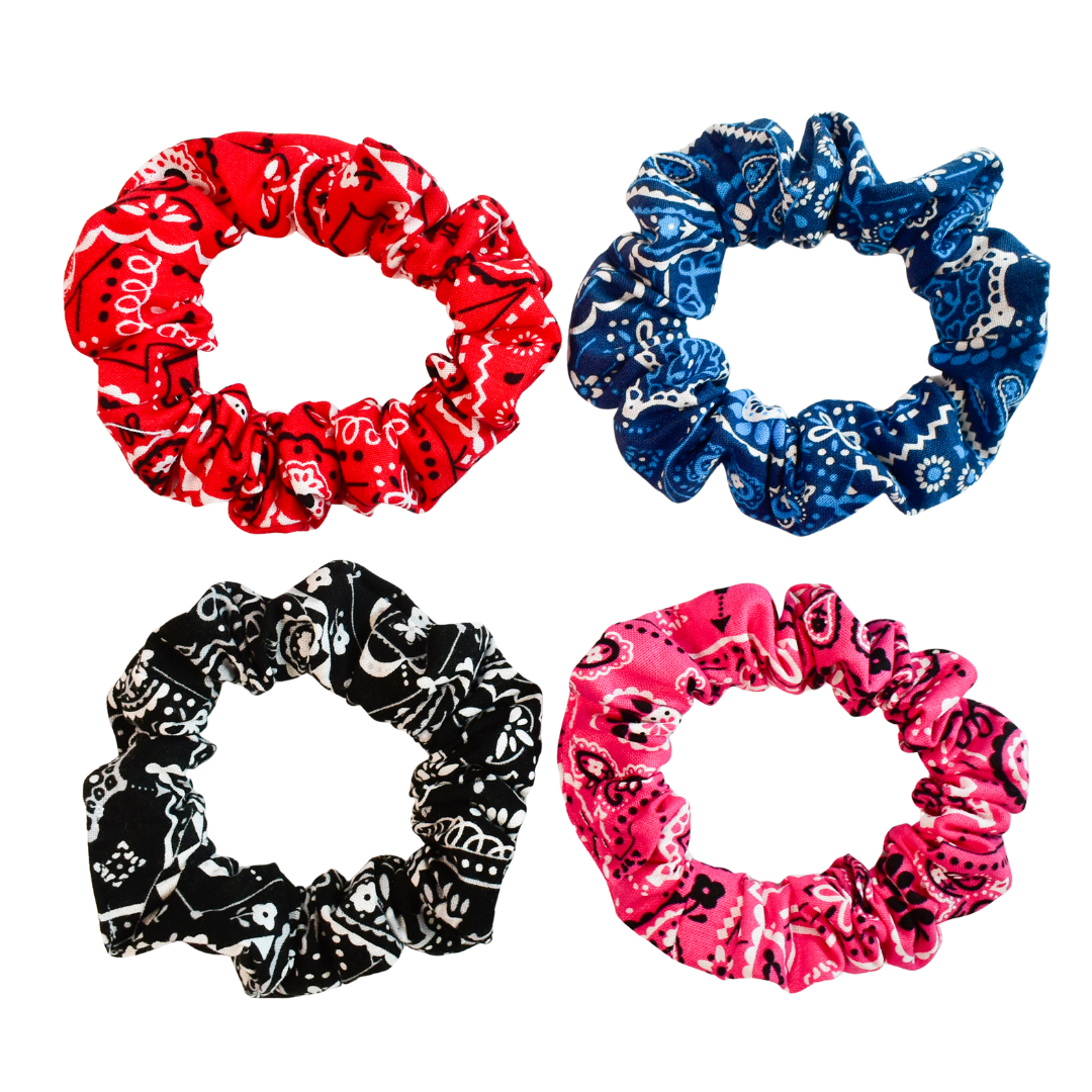Bandana Scrunchies, paisley scrunchies