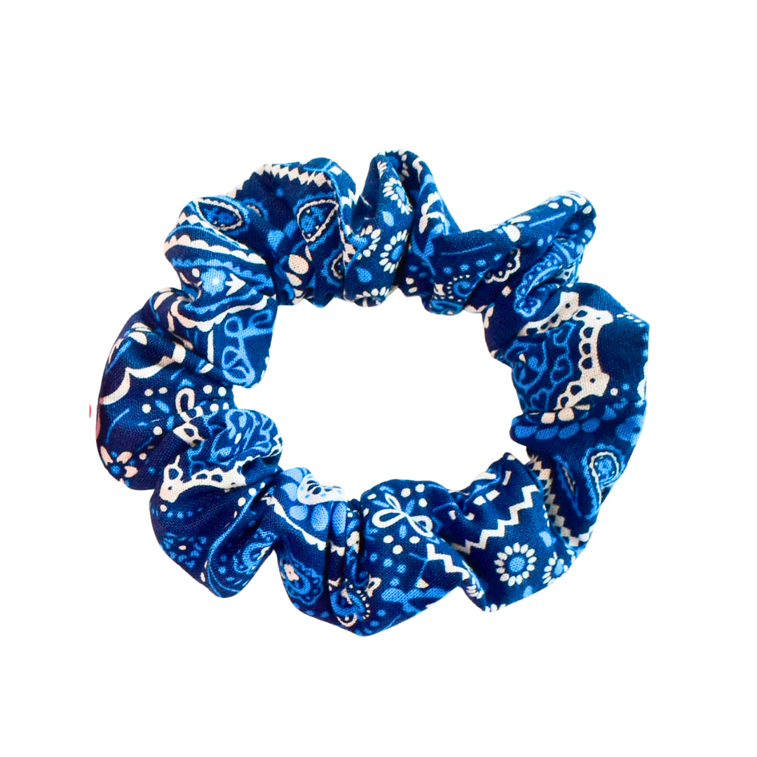Blue Bandana Scrunchie