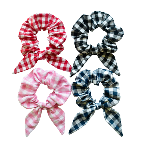 gingham scrunchies, gingham bow scrunchies, bow scrunchie, bow scrunchies, gingham scrunchie