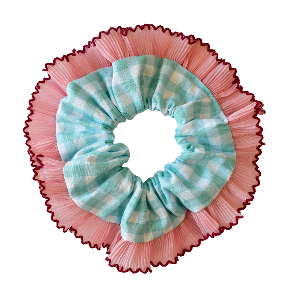 Gingham Scrunchie | Oversized French Lace Frill Scrunchies